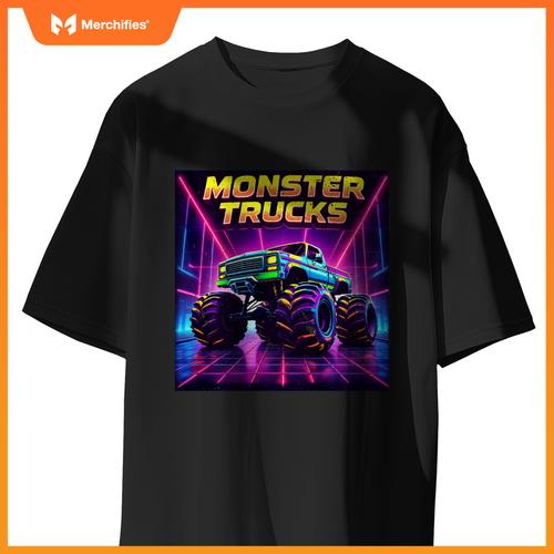 Monster Truck Birthday Party Retro Monster Trucks Boys Girls T-Shirt