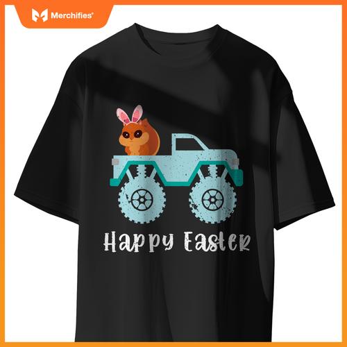Happy Easter Squirrel Riding Monster Truck Toddler T-Shirt