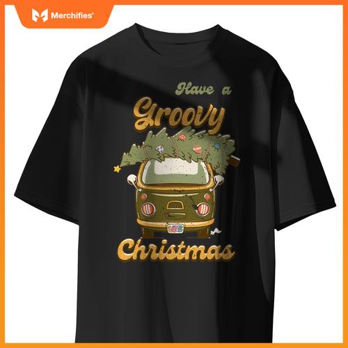 Have Yourself A Groovy Christmas Truck Happy Holiday Xmas T-Shirt