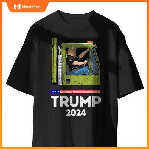 Funny Trump Driving Garbage Truck - Team Garbage T-Shirt