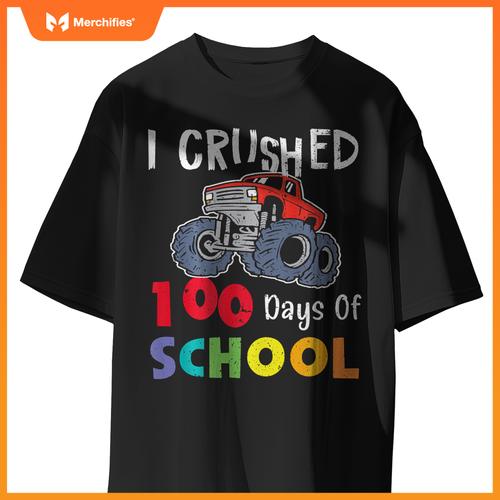 I Crushed 100 Days Of School Monster Truck Kids T-Shirt