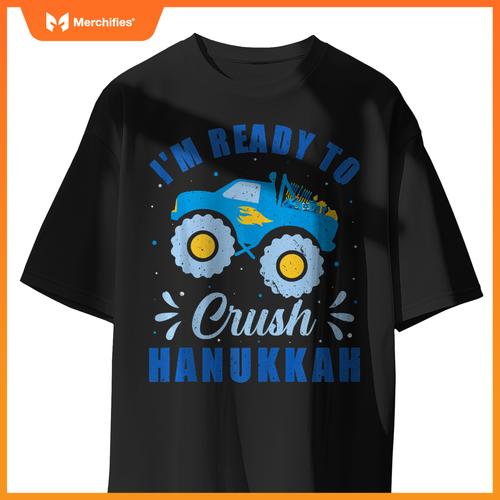 I'm Ready to Crush Hanukkah Monster Truck Chanukah Kids Boys T-Shirt