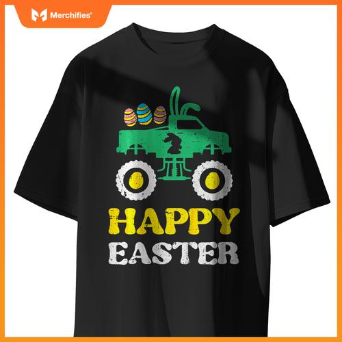 Kids Happy Easter Monster Truck Bunny Rabbit Boys Kids Toddler T-Shirt