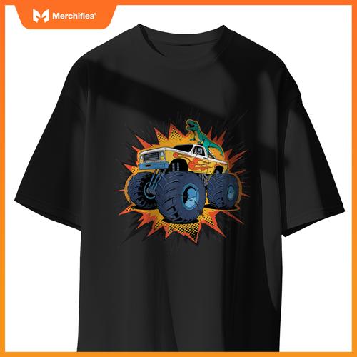 Monster Truck Boy Family Birthday Party Dino Dinosaur Trucks T-Shirt