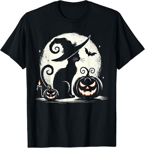 Black Cat Halloween Cat Lovers T-Shirt
