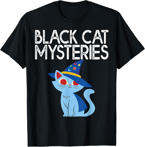 Black Cat Mysteries Halloween Design T-Shirt