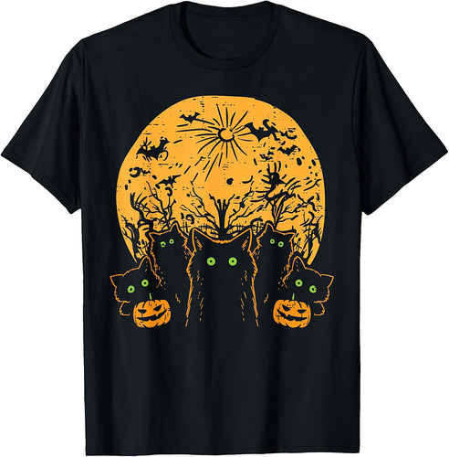Black Cats Full Moon Halloween Animal Pet Men Women Kids T-Shirt