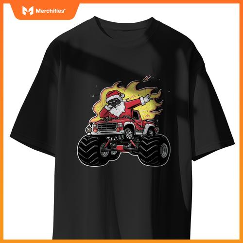 Black Monster Black Truck Boys Xmas Christmas Funny Xmas T-Shirt