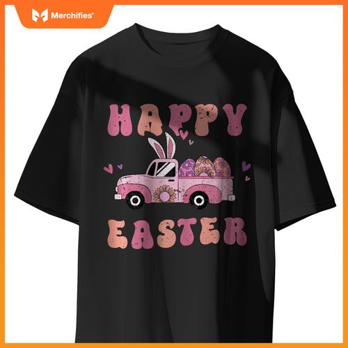 Happy Easter Bunny Truck Rabbit Easter Women Girls T-Shirt