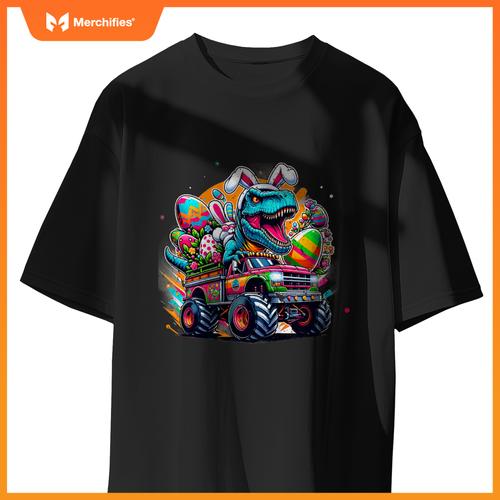 Kids Easter S Boys Toddler Boy Rabbit Bunny T Rex Dino Truck T-Shirt