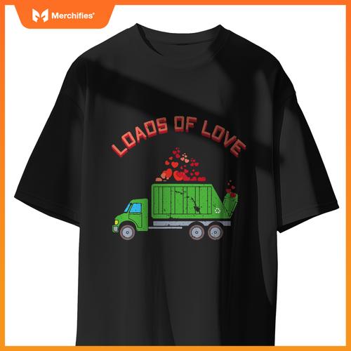 Kids Garbage Truck Hearts Day Happy Valentines T-Shirt