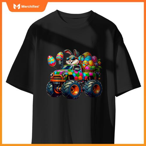 Kids Easter Day Bunny Monster Truck Eggs Cool Rabbit T-Shirt