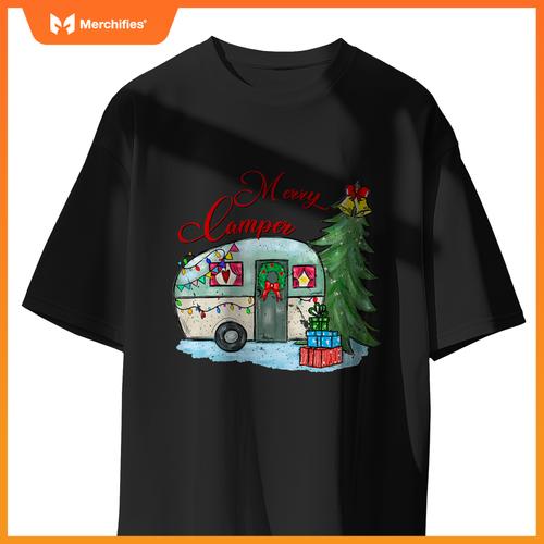 Merry Camper Christmas Santa Camper Camping Truck Xmas Tree T-Shirt