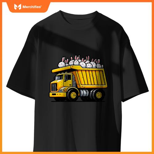 Kids Construction Dump Truck Bunnies Christian Easter Day T-Shirt