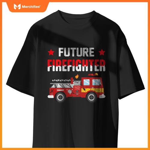 Future Firefighter Fireman Firefighting Boys Kids Fire Truck T-Shirt