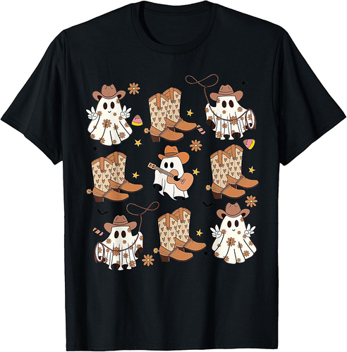 BooHaw Shirt Ghost Halloween Cowboy Boots Cowgirl Costume T-Shirt