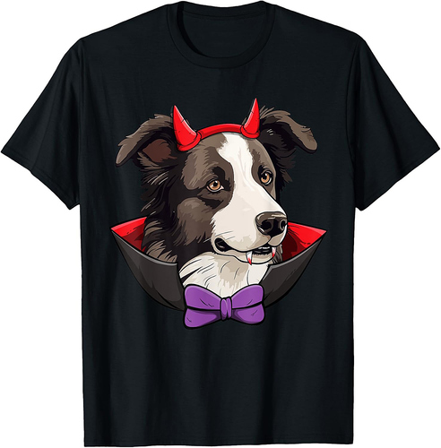 Border Collie Dog Vampire Halloween Costume T-Shirt