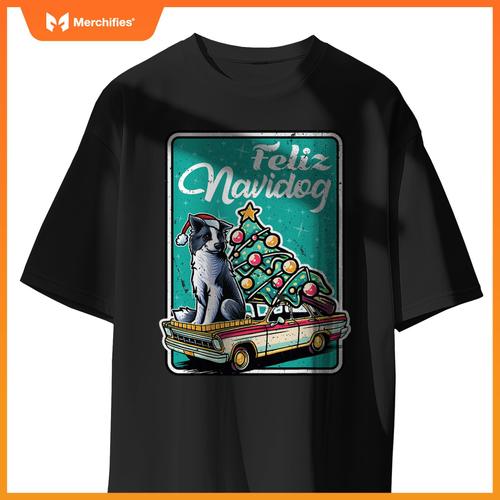 Border Collie Merry Christmas Tree Truck Dog X-Mas Dogs T-Shirt
