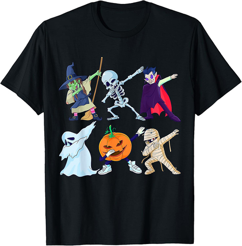 Boys Halloween Dabbing Skeleton Pumpkin Dab Costume Kids T-Shirt
