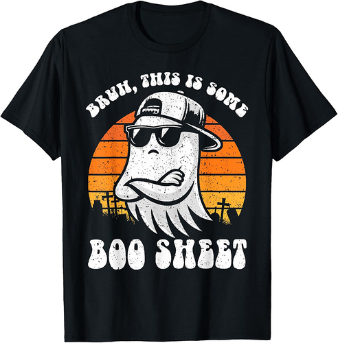 Bruh This Is Some Boo Sheet Funny Halloween Ghost Retro T-Shirt