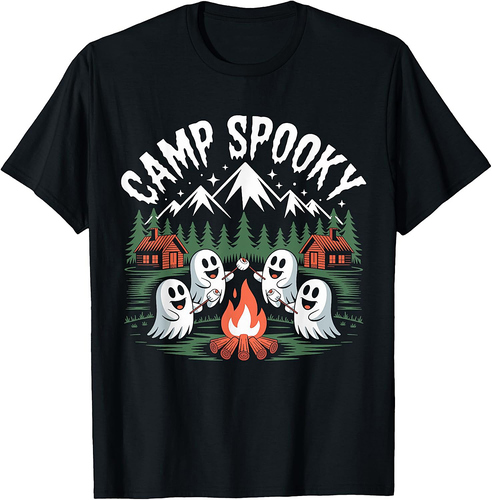 Camp Spooky Halloween Camping Hiking Men Women Kids T-Shirt