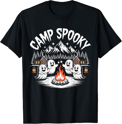 Camp Spooky Halloween Camping Hiking Men Women Kids T-Shirt