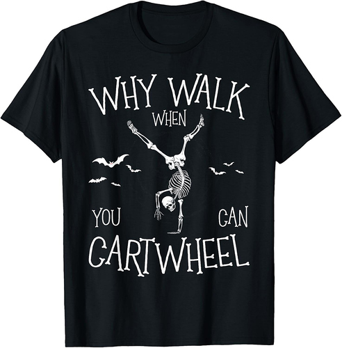 Cartwheel Gymnast Skeleton Halloween Gymnastics Kids Women T-Shirt