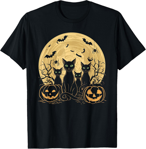 Cat Halloween Moon T-Shirt