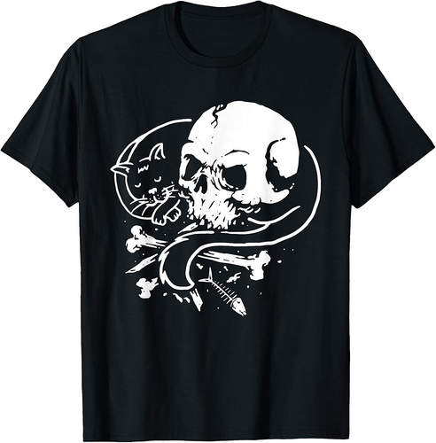 Cat Skull Kitty Lover Skeleton Halloween Themed Costume Idea Men Women Kids T-Shirt