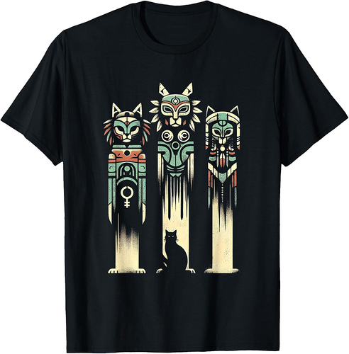 Cat Totem Spirits - Vintage Spooky Cat Halloween Lover T-Shirt