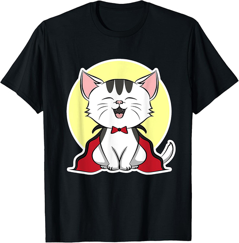 Cat disguised as a Vampire for Cat Lover - Halloween T-Shirt