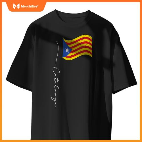 Catalunya Signature Flag Pole - Patriotic Catalonia Flag T-Shirt