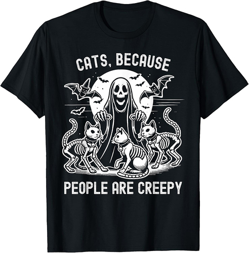 Cats Because People Are Creepy Halloween T-Shirt