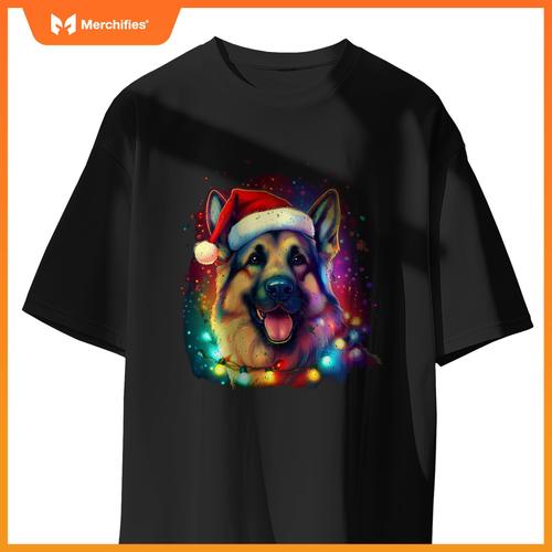 Christmas German Shepherd Holiday Colorful Dog Graphic T-Shirt
