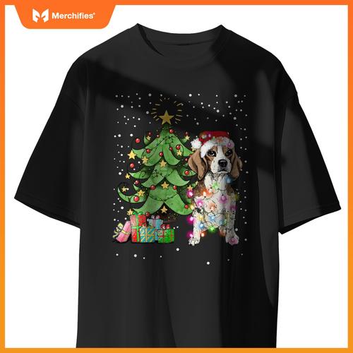 Christmas Lights Funny Beagle Dog Matching Family T-Shirt