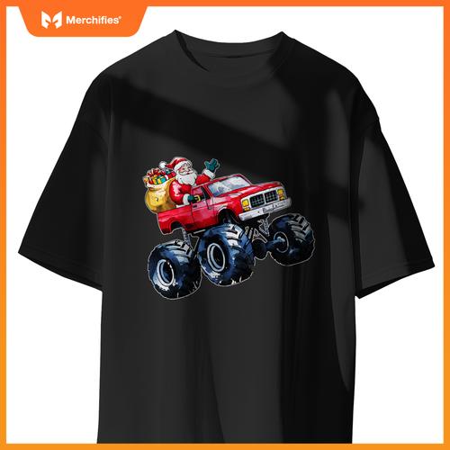 Christmas Santa Monster Truck Xmas Boys Kids Toddler Youth T-Shirt
