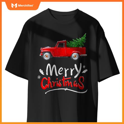 Christmas Tree Red Truck Pajama Vintage Buffalo Plaid Truck T-Shirt