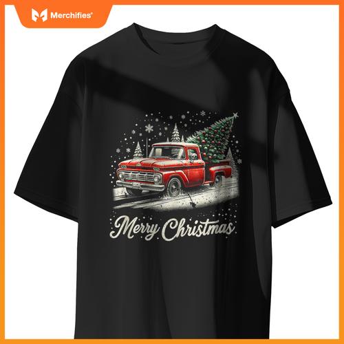Christmas Tree Red Truck Pajama, Vintage Buffalo Plaid Truck T-Shirt