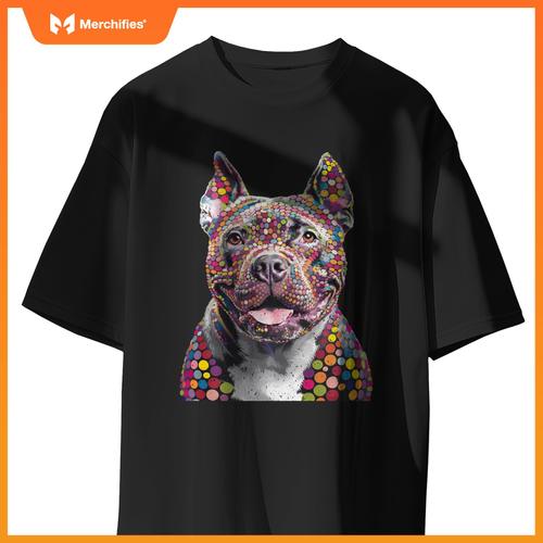 Colorful I Love Dogs Pitbull Fashion Designer Polka Dot Tops T-Shirt