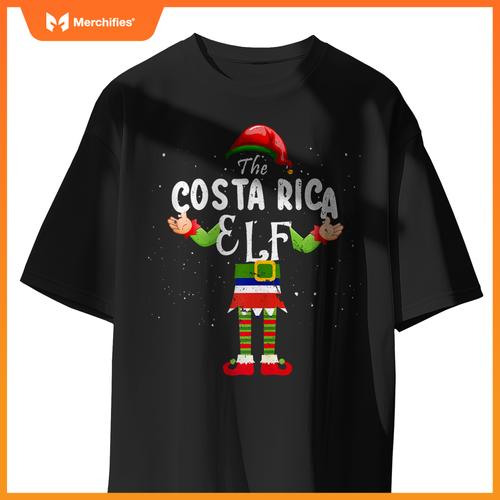 Costa Rica Elf Matching Proud Patriotic Christmas Party T-Shirt