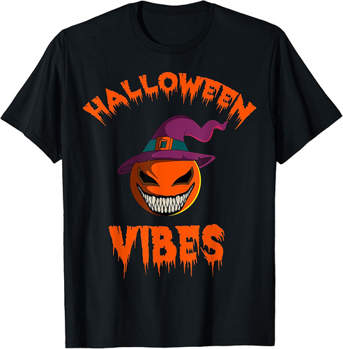 Creepy Jack O' Lantern Pumpkin Lantern Witch Hat Halloween T-Shirt