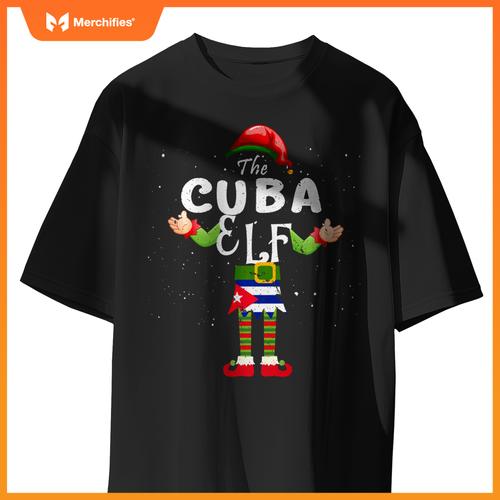 Cuba Elf Matching Proud Patriotic Group Christmas Party T-Shirt