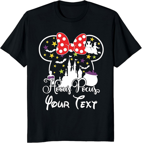 Custom Halloween Hocus Pocus Mouse Ear Shirt, Personalized Family Matching Halloween T-Shirts, Magical Castle Spooky Outfit