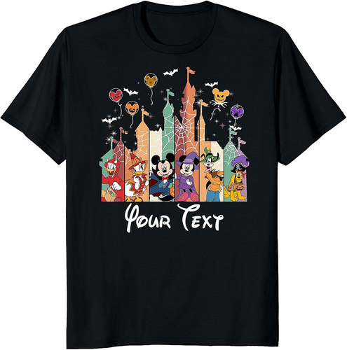 Custom Magic Kingdom Castle Halloween T-Shirts, Personalized Mouse Ear Spider Bat Outfits, Spooky Mickey Minnie Shirts