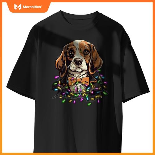 Cute Christmas Lights Beagle Dog T-Shirt