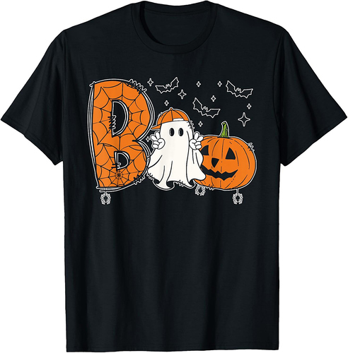 Cute Ghost Funny Ghost Boo Halloween Spooky Vibes Kids Girls T-Shirt