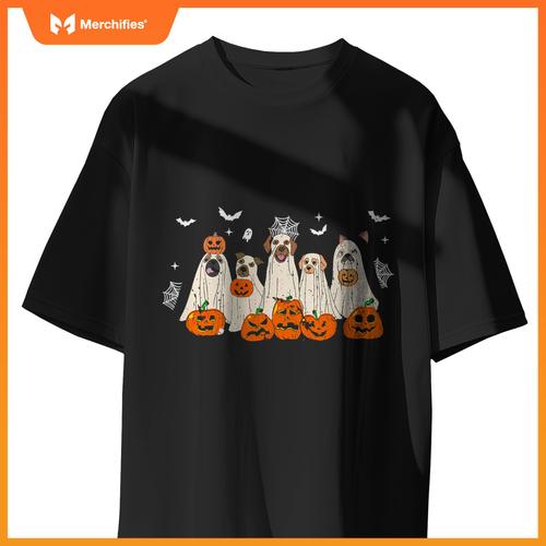 Cute Halloween Ghost Dogs Funny Dog Lovers Men Women T-Shirt