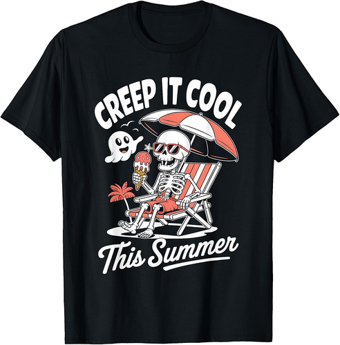 Cute Summerween Ghost Funny Beach Halloween T-Shirt
