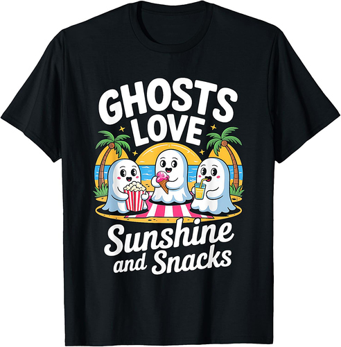 Cute Summerween Ghost Funny Beach Halloween T-Shirt