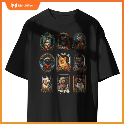 Cute Vintage Christmas Dogs T-Shirt